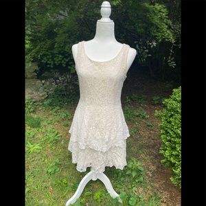 Off-White Tiered Lace Dress